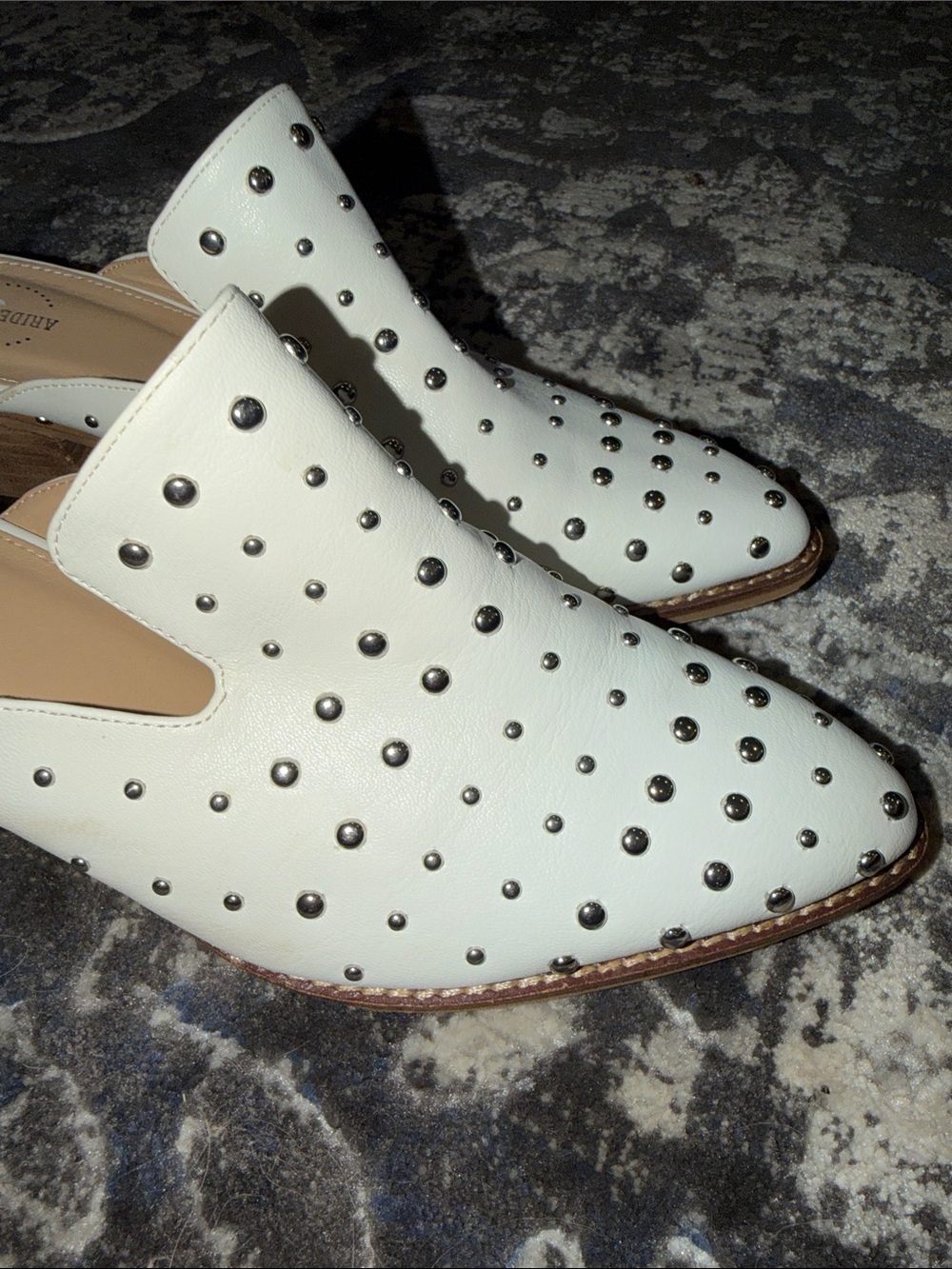 Arider Girl studded White Leather Slip-On Mules - Women size 10 - Picture 3 of 7